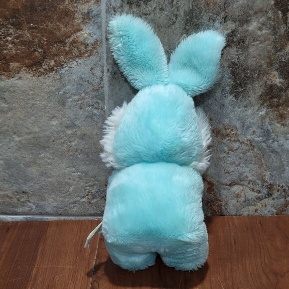 Vintage Kaybee Blue And White Bunny Rabbit Holding Carrot Plush - Picture 3 of 11